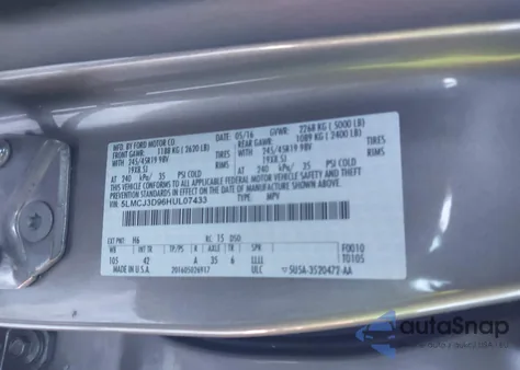 2017 Lincoln Mkc Reserve из США, поврежденный, VIN 5LMCJ3D96HUL07433